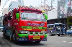 A red jeepney in Colon